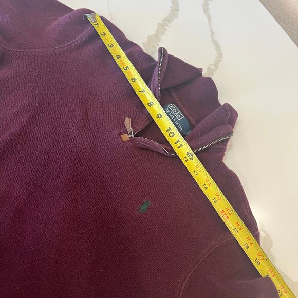 Polo Ralph Lauren Men’s Small Burgundy 1/4 Zip 100% cotton Sweater - Picture 8 of 12
